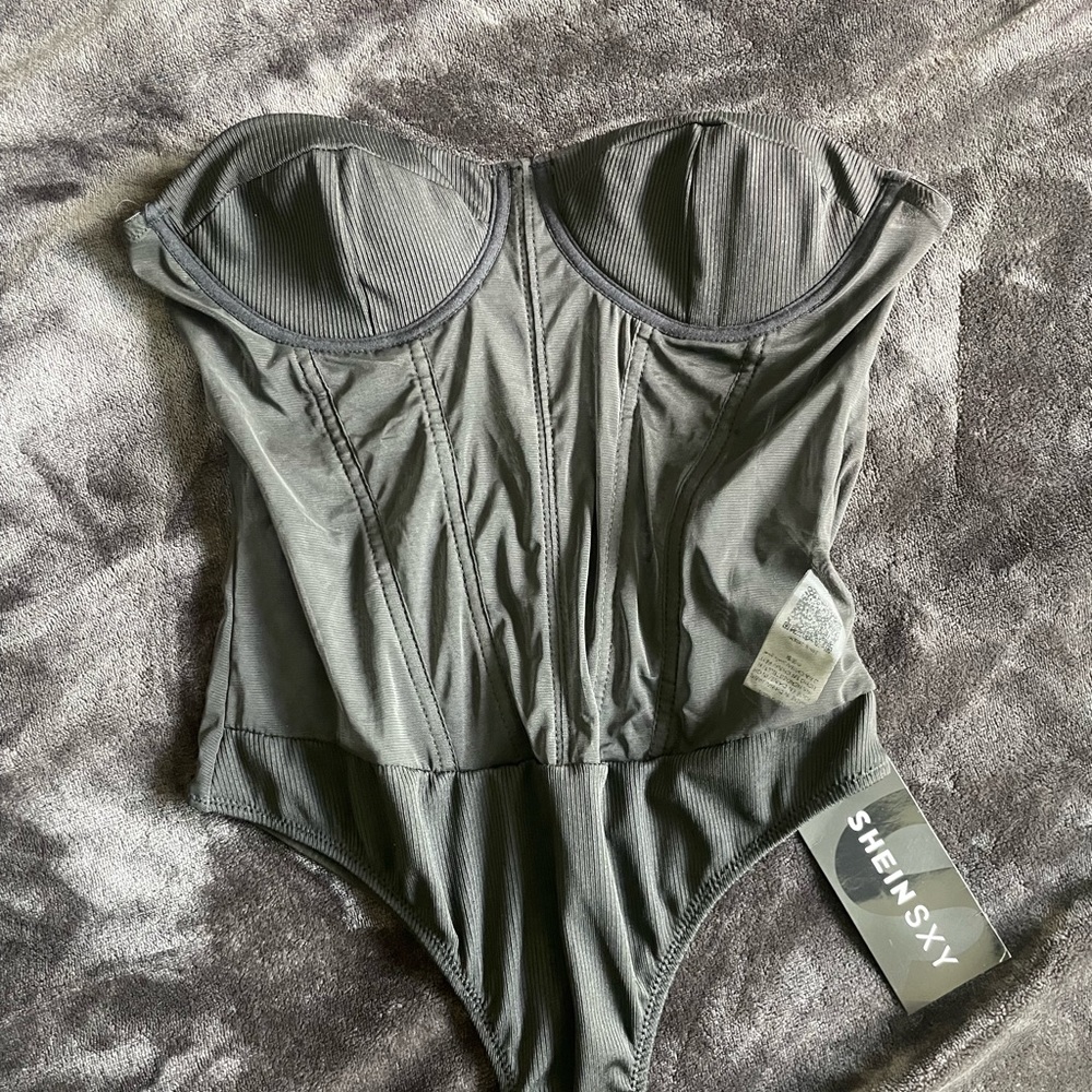 Black Shein Sleeveless Corset Style body suit NWT size small